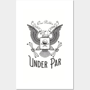 One Nation Under Par Funny Golf Pun Eagle Design Posters and Art